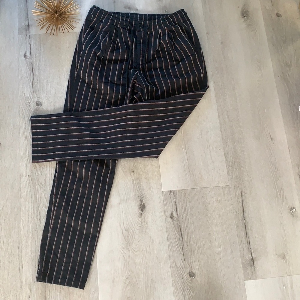 ASOS‎ STRIPED PANT black brown drawstring pockets